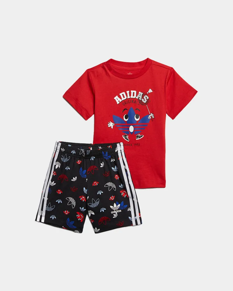 FF Adidas Kids Short T-Shirt Set Scarlet Black 0129