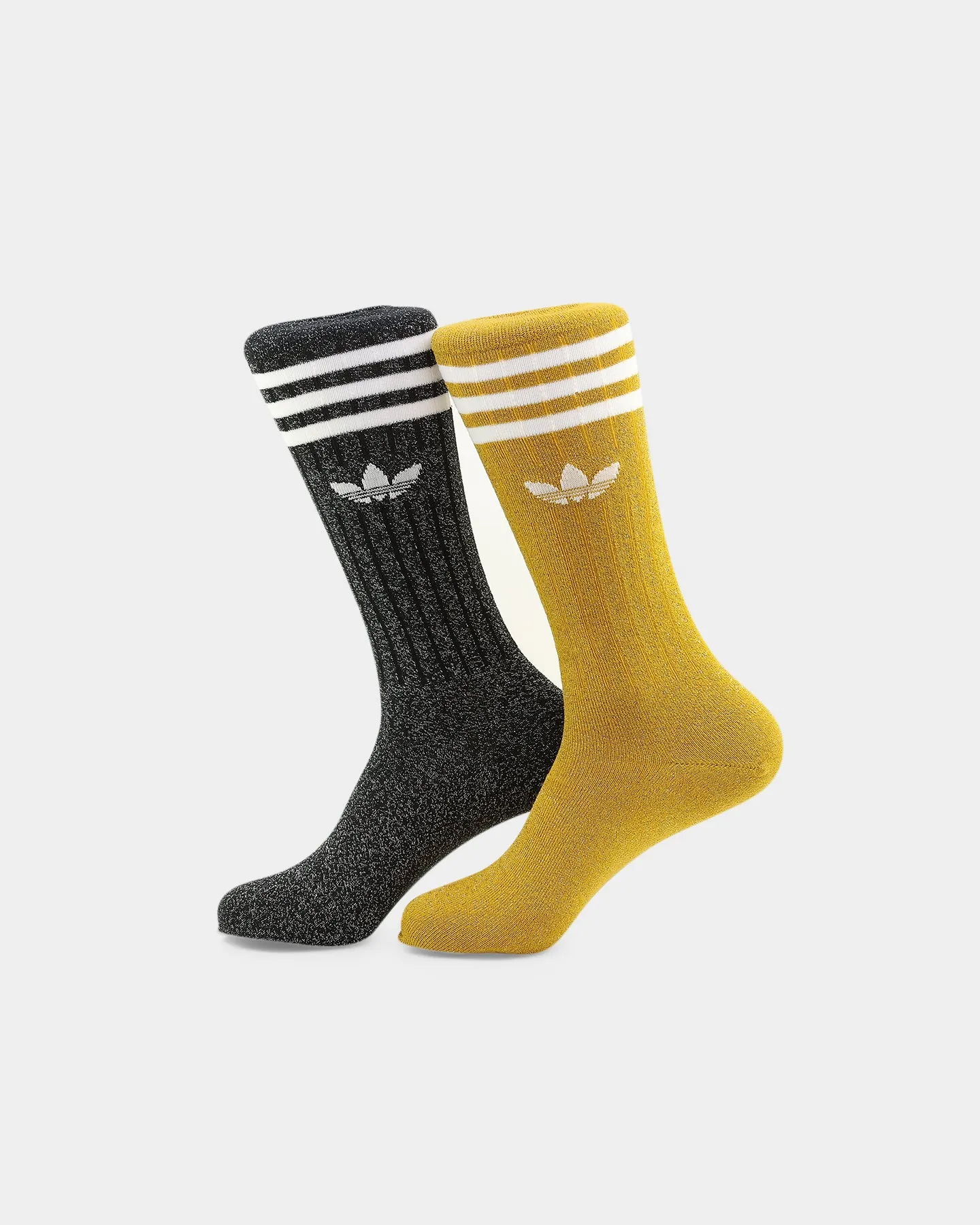 FF Adidas Full Glitter Crew Socks 2 Pack Gold Black 0112