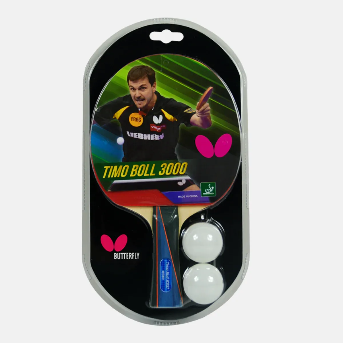 FF Butterfly Timo Boll 3000 Table Tennis Racquet With 2 TT Balls 0115