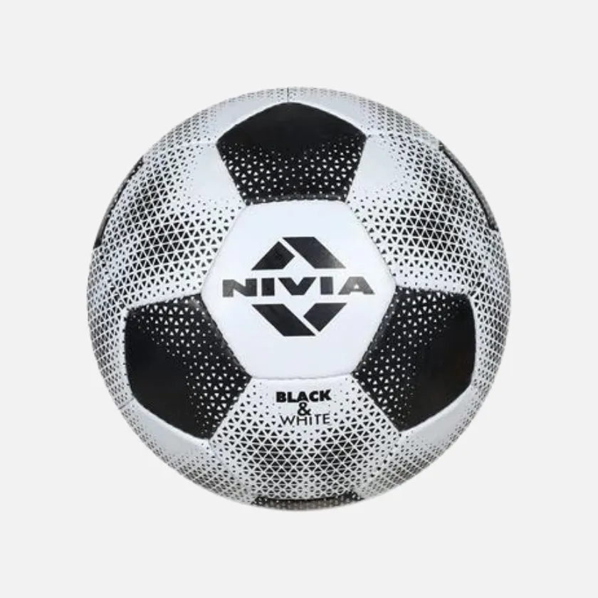 Cheap FF Nivia Synthetic Rubberized Stitched Football -Black White 0116