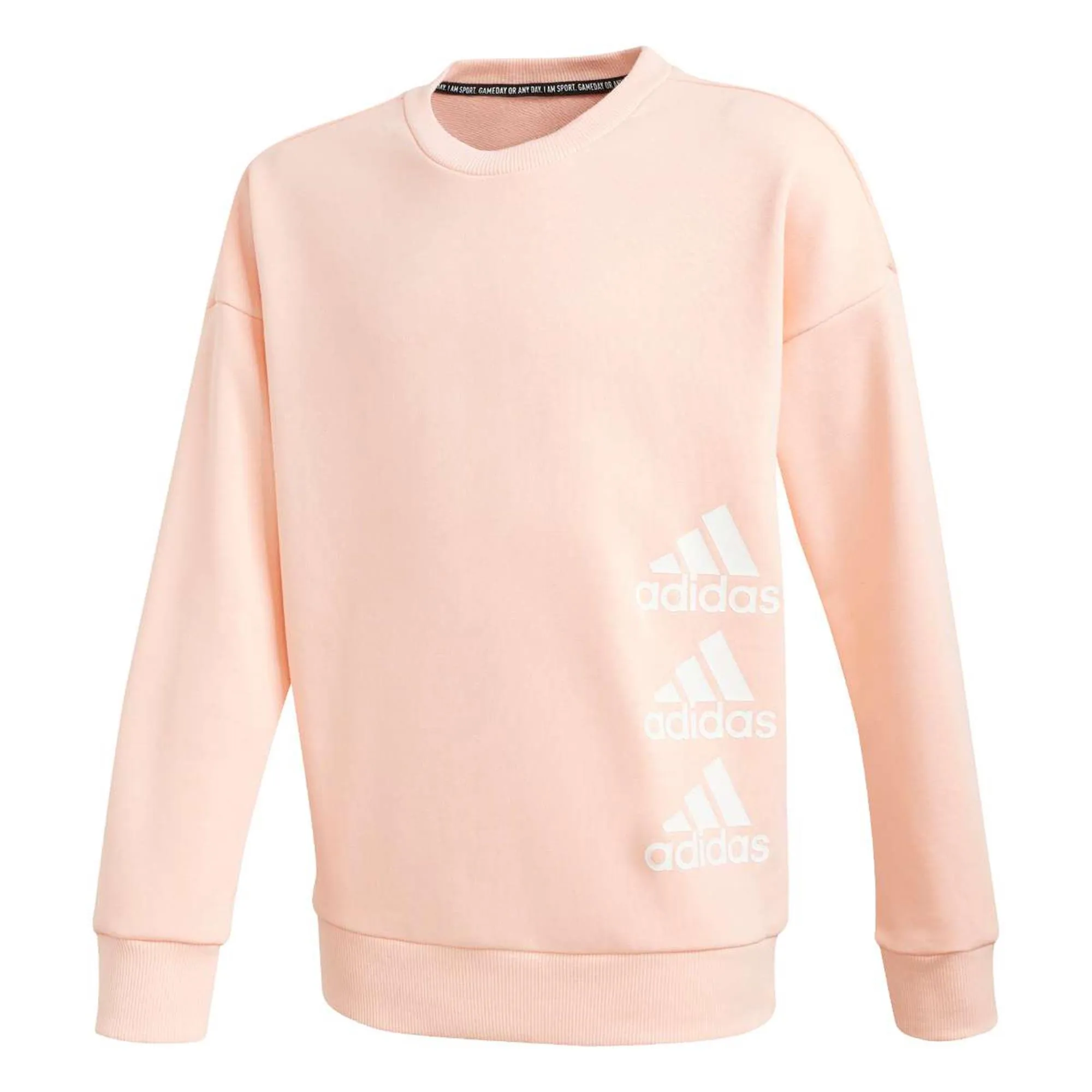 FF Adidas Must Haves Crew Girls Sweatshirt -Haze Coral   White 0129