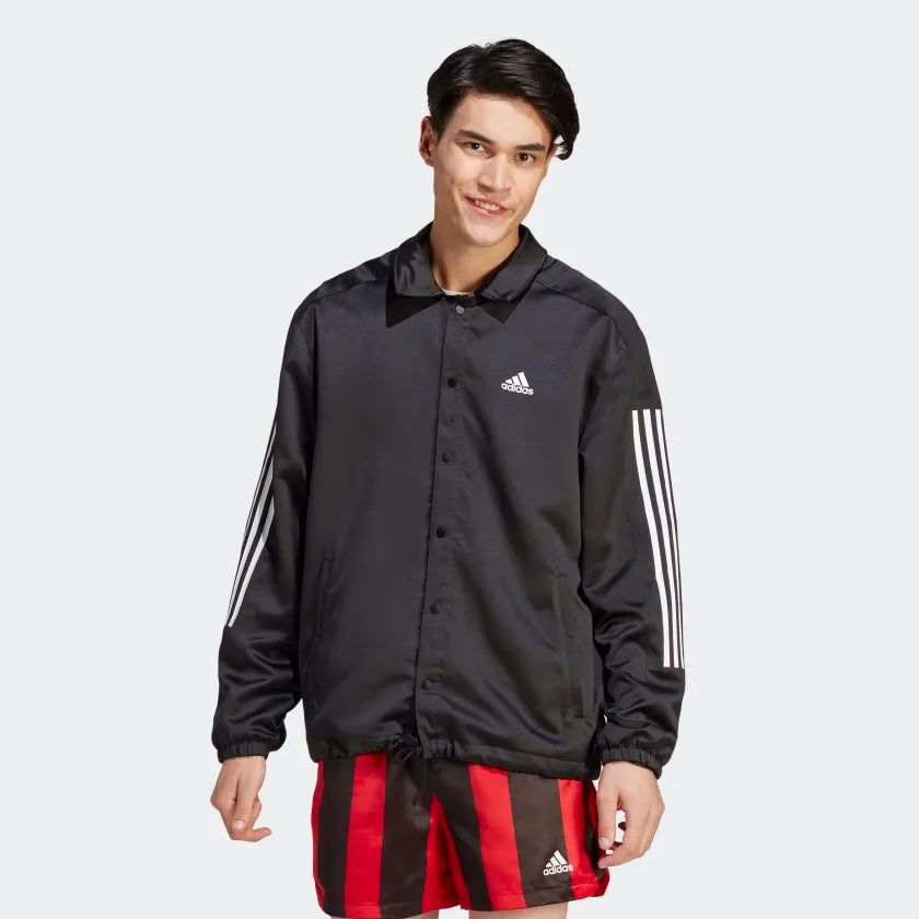 Cheap FF Adidas Satin Coaches Jacket - Black White 0206